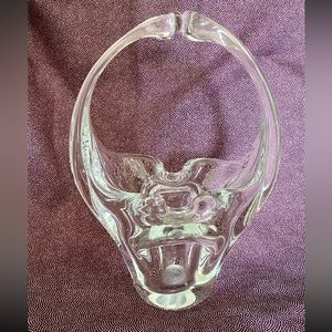 Murano Hand Blown Crystal Clear Glass Basket -  Collectible Glass